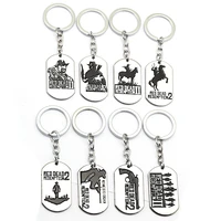 game reddead keychain dog tag metal key ring chain silver for men car women bag jewelry