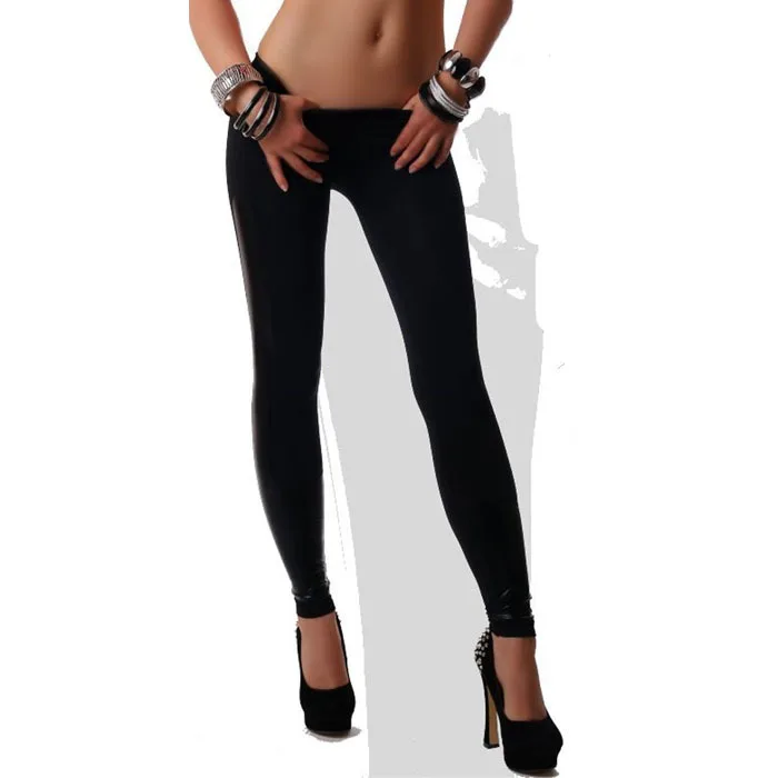 

Hot New Fashion Legging Sexy Women's Candy Color Patchwork PU Leggings High Quality Pants Elastic Stretch Fitness Women Pants