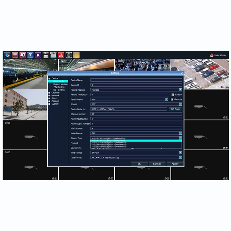 36Ch ONVIF P2P облачный сервер сетевой видеорегистратор (NVR) с макс. 36CH 960P/25CH 1080P 9pcs HDD RTSP