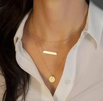 Женское многослойное ожерелье Mossovy украшенное металлическими пайетками модные