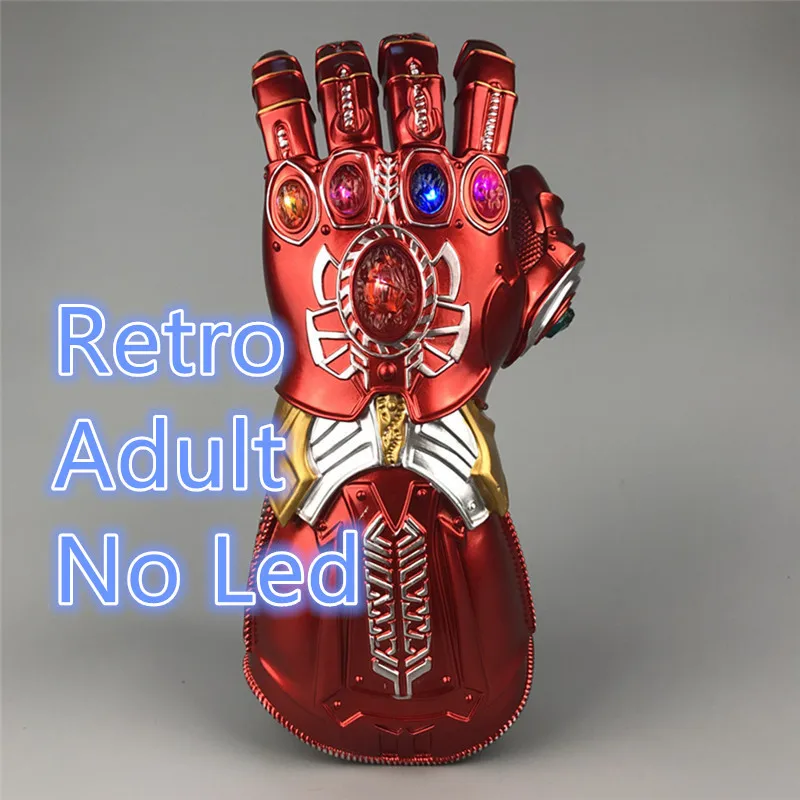 Retro Adult No Led 1:1 светодиодный светильник Железный человек танос камень косплей перчатки Тони Старк супергерой косплей реквизит ПВХ подарок для детей - Цвет: Retro Adult No Led