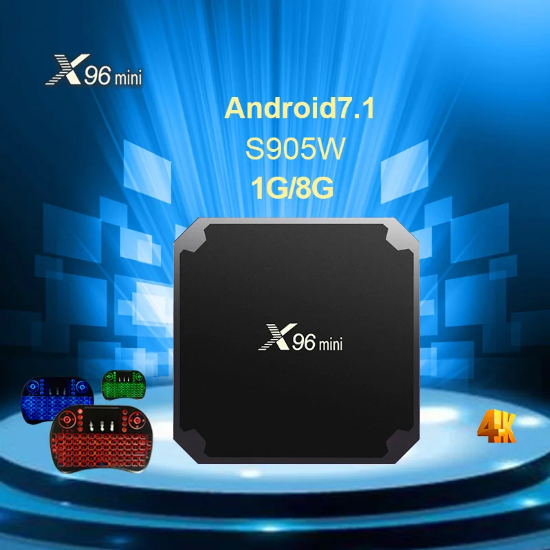 X96 Мини Android 7 1 Smart tv BOX 2 Гб 16 ТВ коробка Amlogic S905W четырехъядерный поддержка 4 K 30tps ГГц