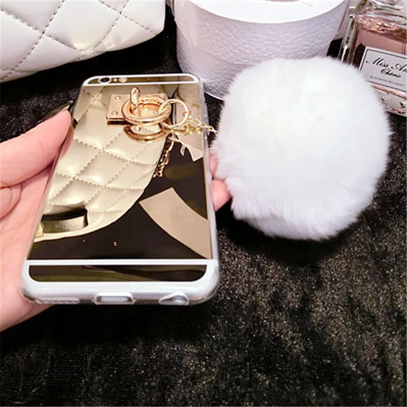 Чехол для samsung S7 edge S8 Plus S9 Note5 8 Note9 Стразы с меховым помпоном задняя крышка мягкий