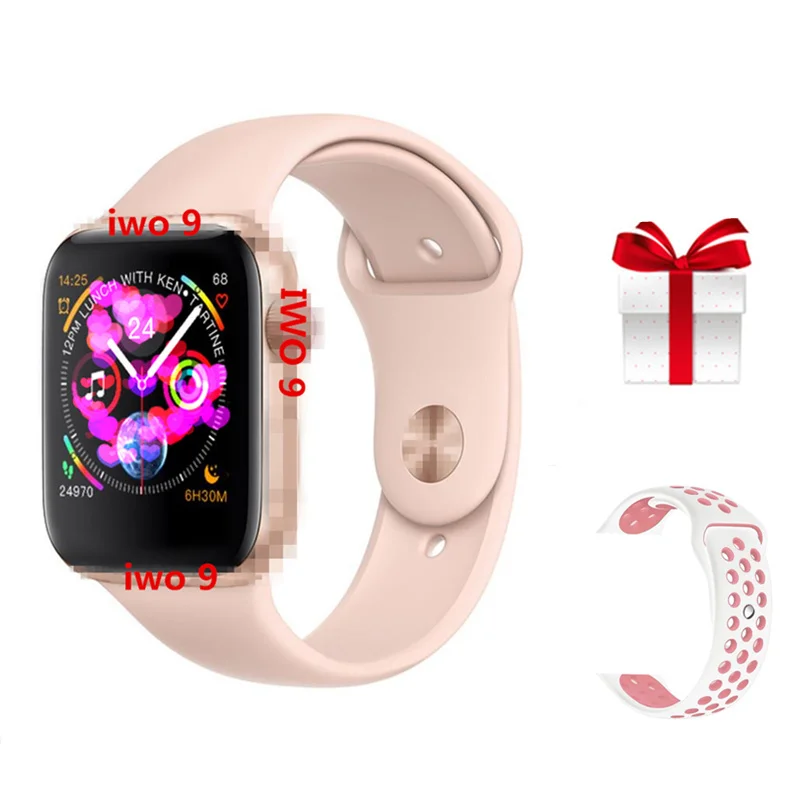 pink add pink nike IWO 9+ ремень/набор смарт-часов IWO 9 44 мм серия 4 монитор сердечного ритма Bluetooth часы для IOS Android reloj обновление iwo 5 6 7 - Цвет: pink add pink nike