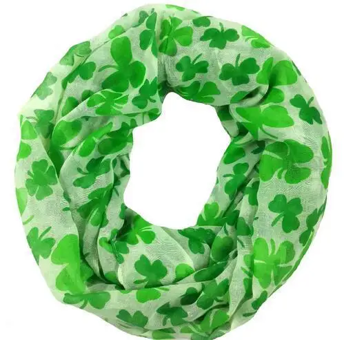 2016 новинка с листком клевера шамрок шарф принтом для женщин Цветочный зеленый