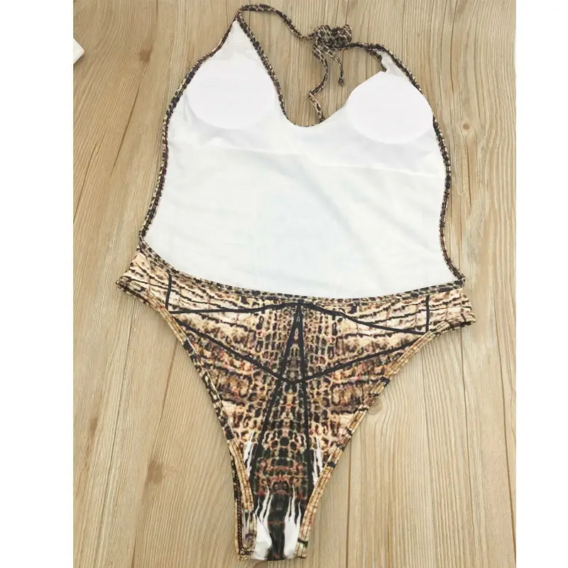 Бразильский монокини с градиентным принтом слитный купальник Леопардовый