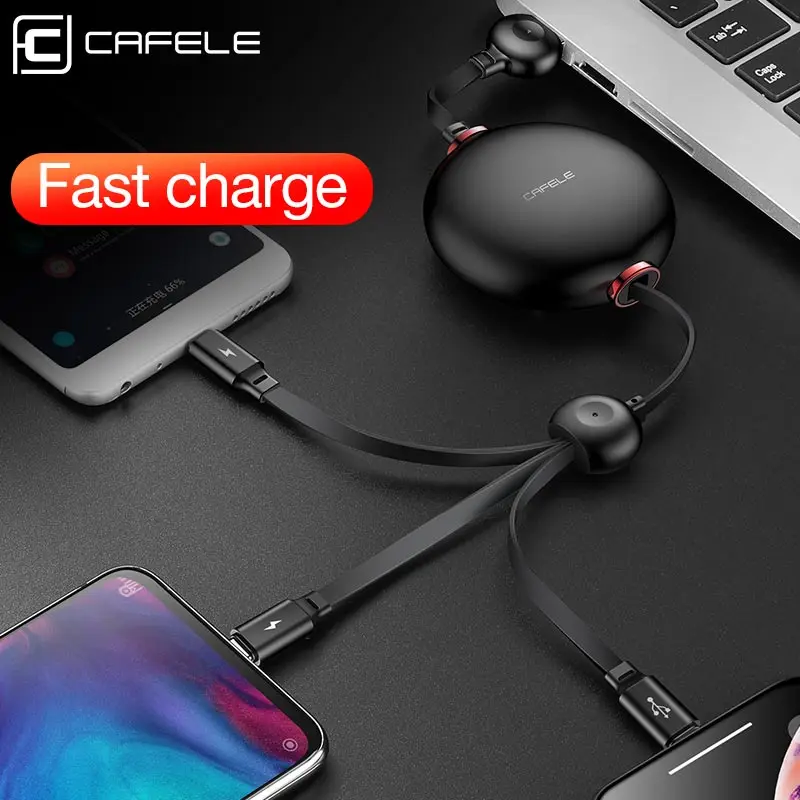 Cafele новейший 3 в 1 USB Type C Micro кабель c для iPhone зарядный 120 см 3A Быстрая зарядка