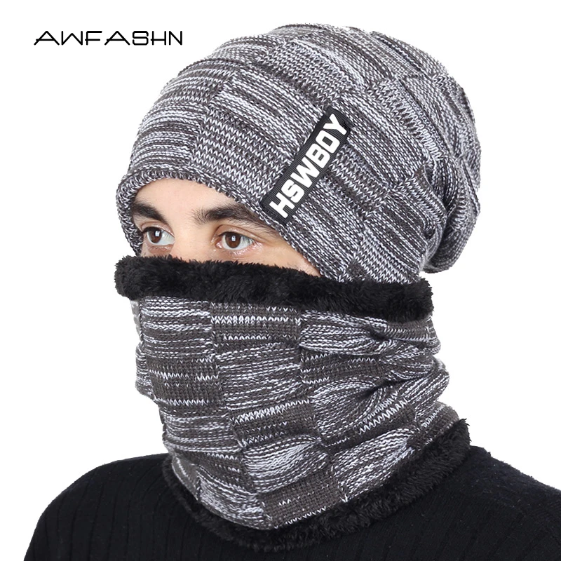 Новинка 2019 Брендовые однотонные вязаные шапки бини шапка шарф бархатная зимняя