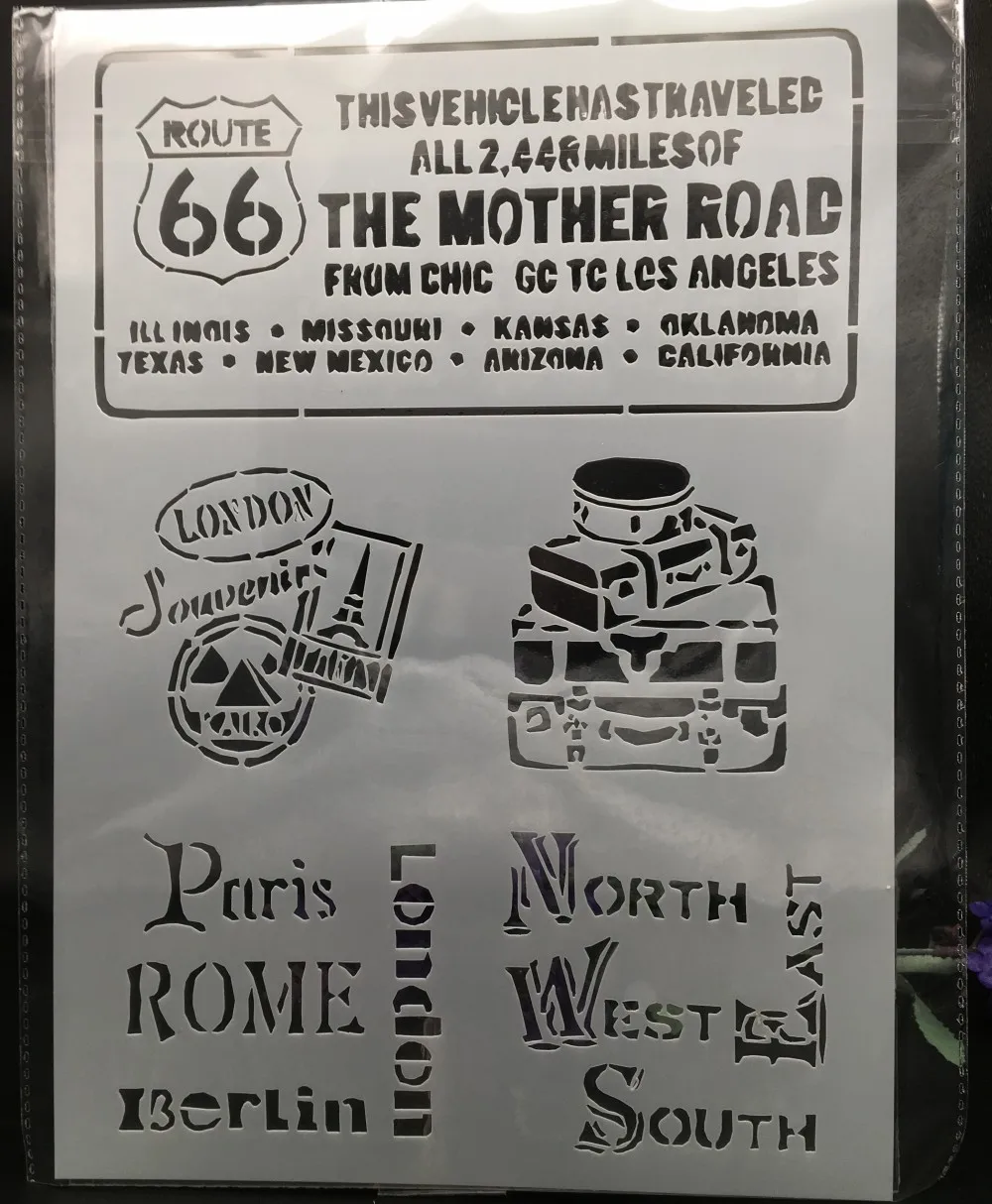 29*21 см A4 Route 66 ярлыков DIY слойные трафареты настенная живопись Скрапбукинг