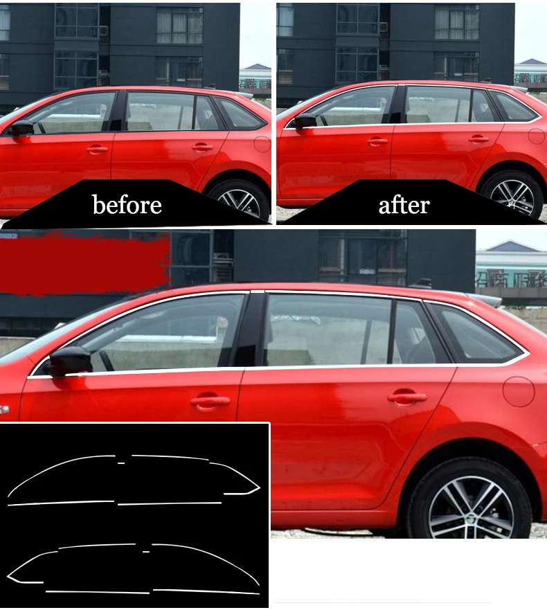 Lsrtw2017 304 нержавеющая сталь окна автомобиля планки для skoda rapid spaceback 2013