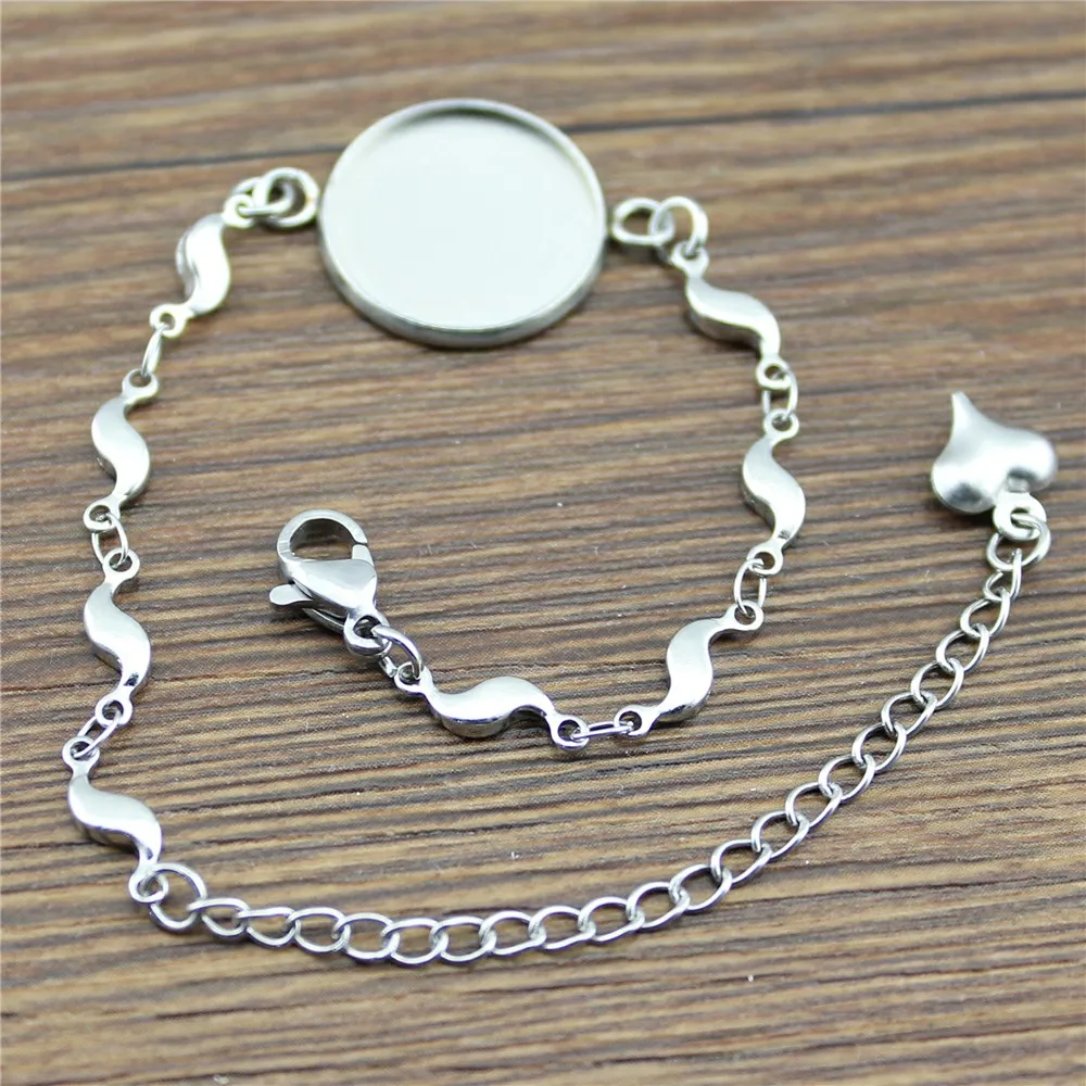 

5pcs 10 Styles Fit 12~20mm Glass Cabochon Heart Cross Star Chain Stainless Steel Material Bracelet Findings Bracelet Accessories