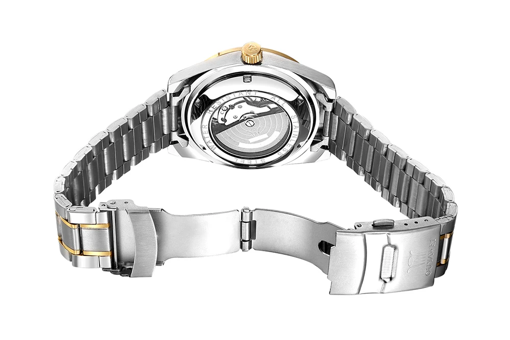 

OUYAWEI Clock Men Multi-functional Mechanical Watch Mens Automatic Wristwatches Stainless Steel Band Skeleton Reloj Hombre