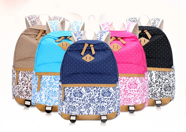 Женский винтажный тканевый рюкзак Fengdong черный школьный для девочек-подростков с