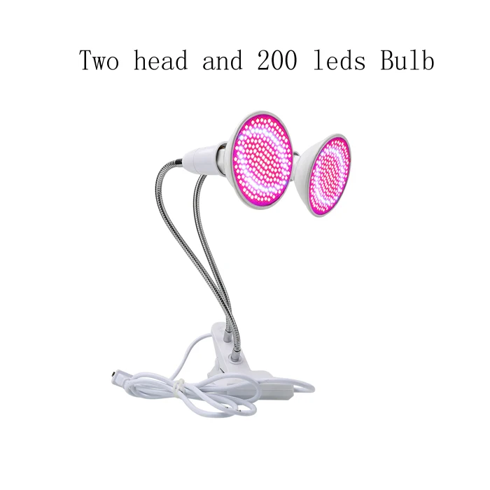 2 heads 200leds set Светодиодный светильник для выращивания растений, полный спектр, светильник ing Fitolampy для комнатных растений, цветов, выращивания растений, фито-лампа - Испускаемый цвет: 2 heads 200leds set