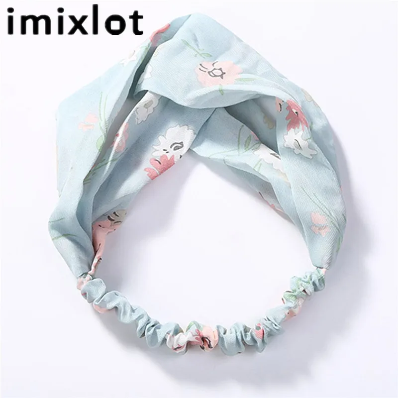 

Imixlot Sweet Women Girls Summer Bohemian Hair Band Print Headwrap Retro Cross Turban Bandage Hair Accessories