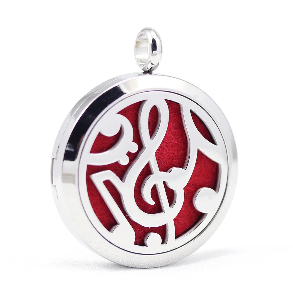 

30mm 316L stainless steel music symbol design aroma aromatherapy essential oil diffuser necklace