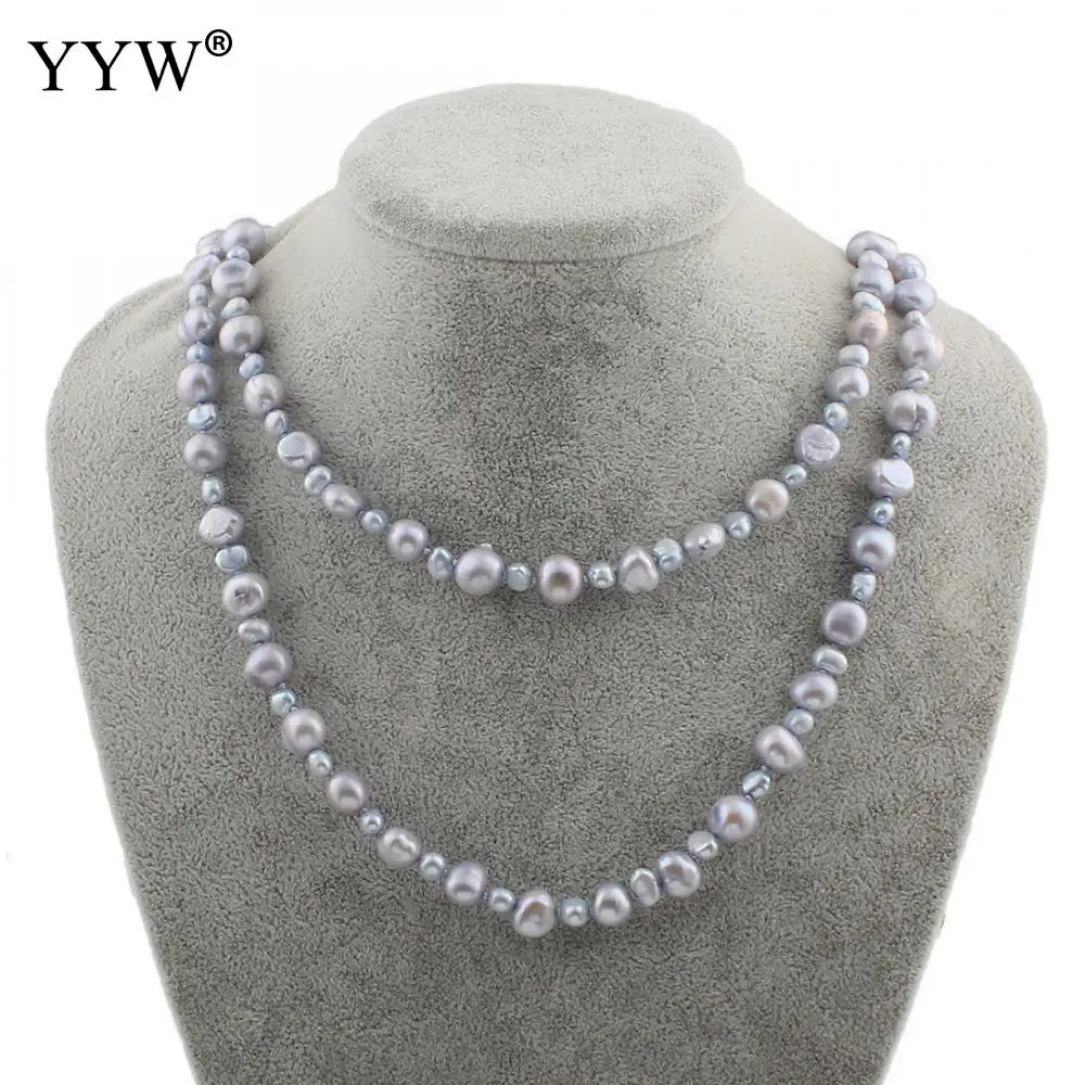 Ожерелье-цепочка для свитера с пресноводным жемчугом ожерелье в стиле барокко
