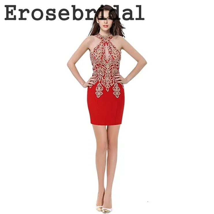 Черное вечернее платье русалки размера плюс, Erosebridal, Золотые Аппликации, корсаж, Формальные женские вечерние платья с лямкой на шее, платья ZDH04 - Цвет: Short Color 3