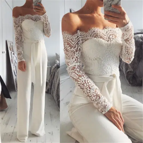 

Super Fashion Spring Summer Jumpsuits Women High Quality Lace Patchwork Embroidery Sexy Party Jumpsuit Rompers Ladies Bodysuits