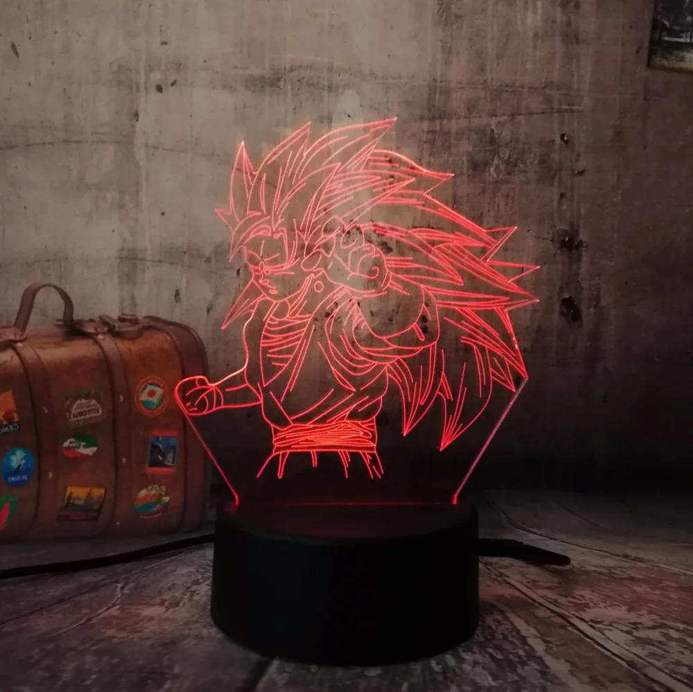 Рождественский подарок Жемчуг дракона Супер Saiyan обезьяна Сон Гоку 3D настольная лампа Luminaria светодиодные ночники освещение иллюзия Лампа подарок