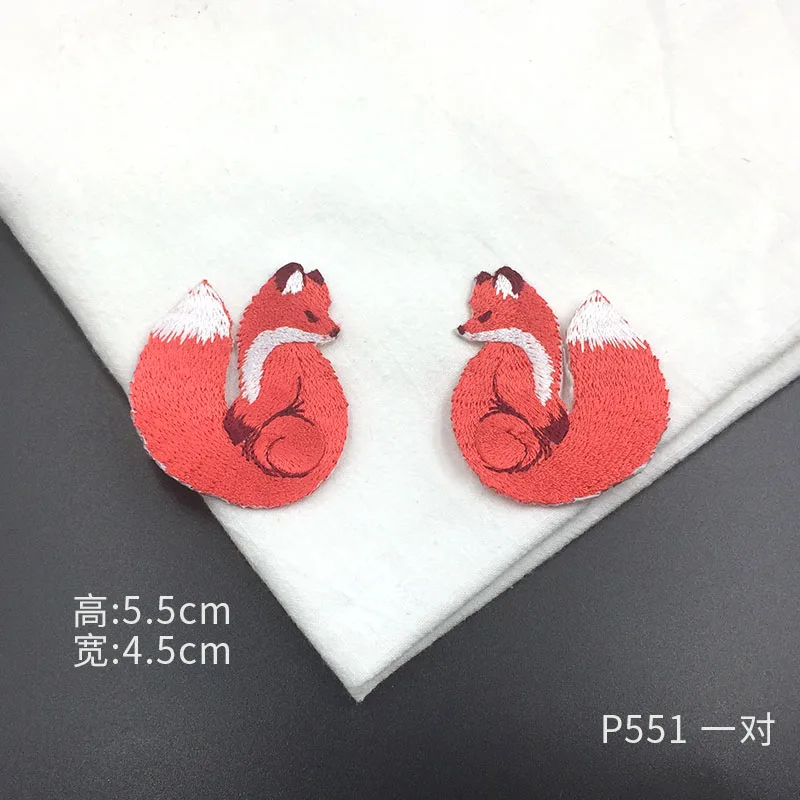 P551 one pair Железные патчи маленькие для Аксессуары для шитья одежды лиса аппликация вышитые наклейки комплект одежды parches ropa plancha P551 - Цвет: P551 one pair