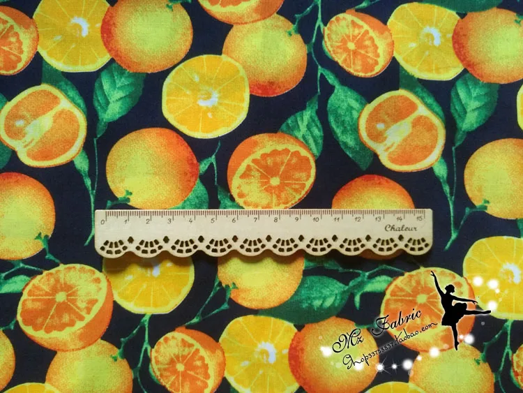 50*145 см Мультяшные крутые фрукты апельсины хлопковая летняя Ткань для шитья