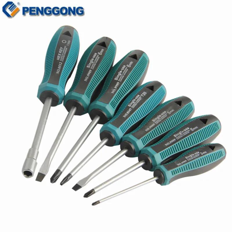 PENGGONG 7 шт. набор крестообразных отверток Phillips/Hex flex bits отвертка шлицевая Магнитная