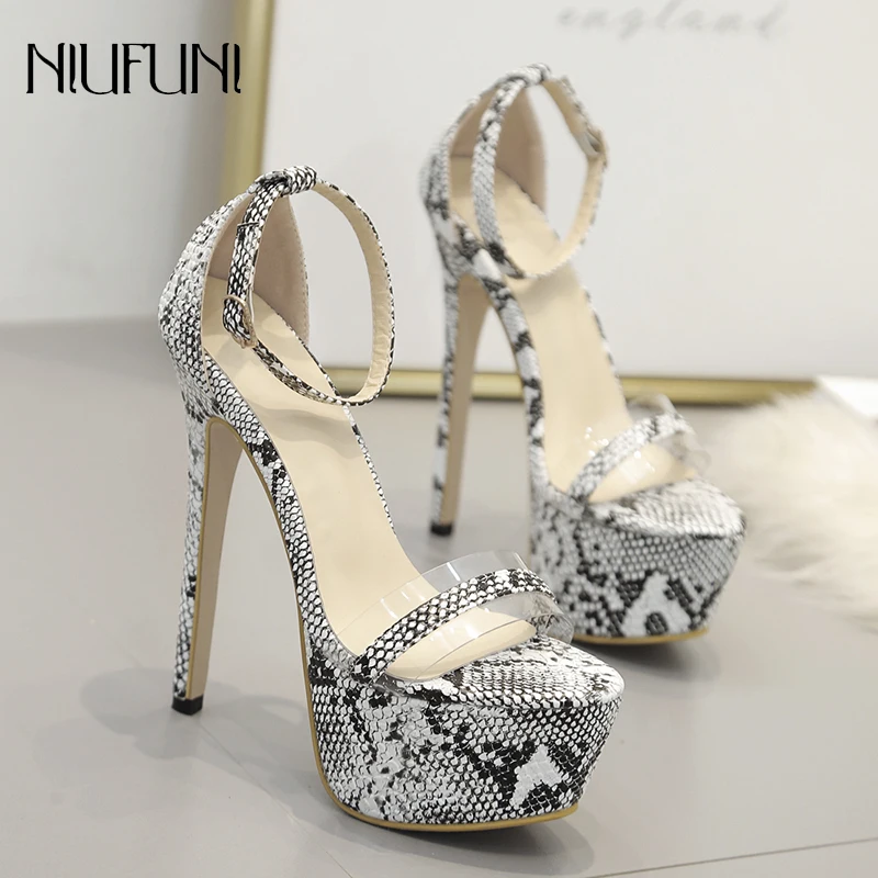 

Босоножки женские, на платформе, со змеиным принтом, с открытым носком, на высоком каблуке, размер 35-42, лодочки для ночного клуба
