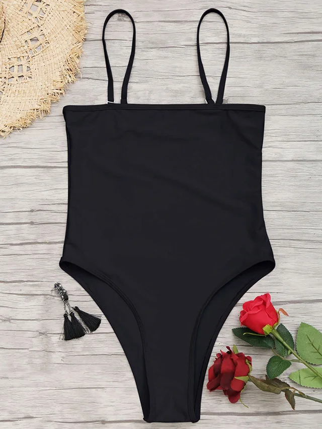 B066Black Пикантные с открытыми плечами белый одна деталь Купальник для женщин Монокини Черный Trikini Корректирующие боди для стринги купальники - Цвет: B066Black