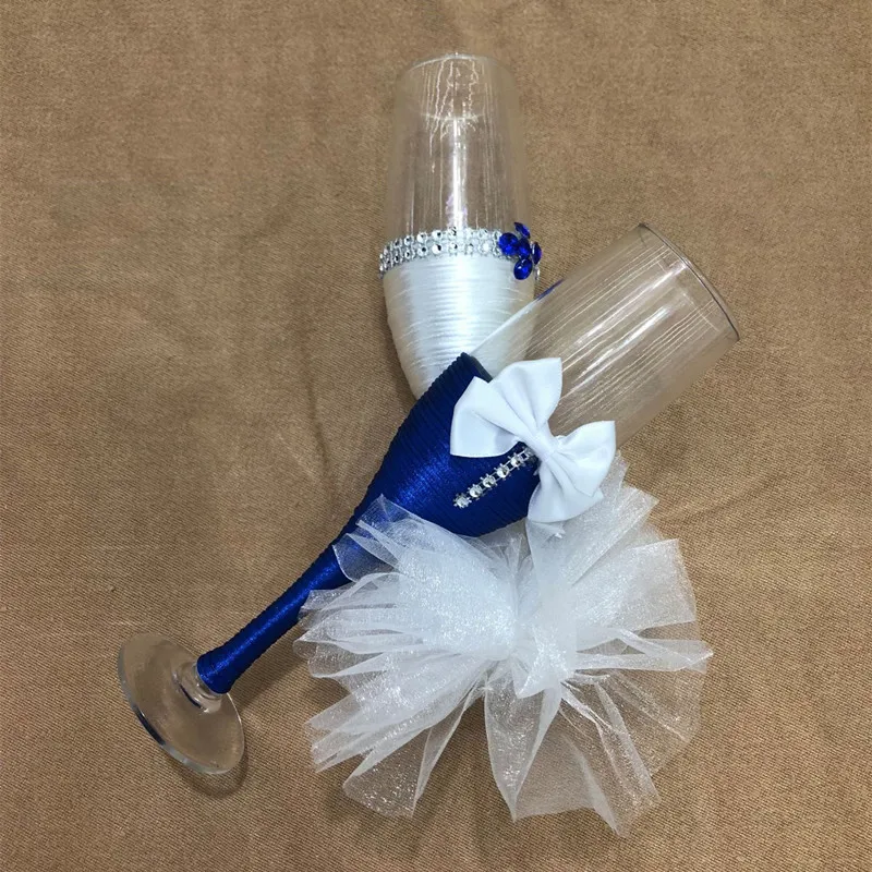 Новинка 1 пара/лот свадебный набор с синими и белыми бантиками для поджарки