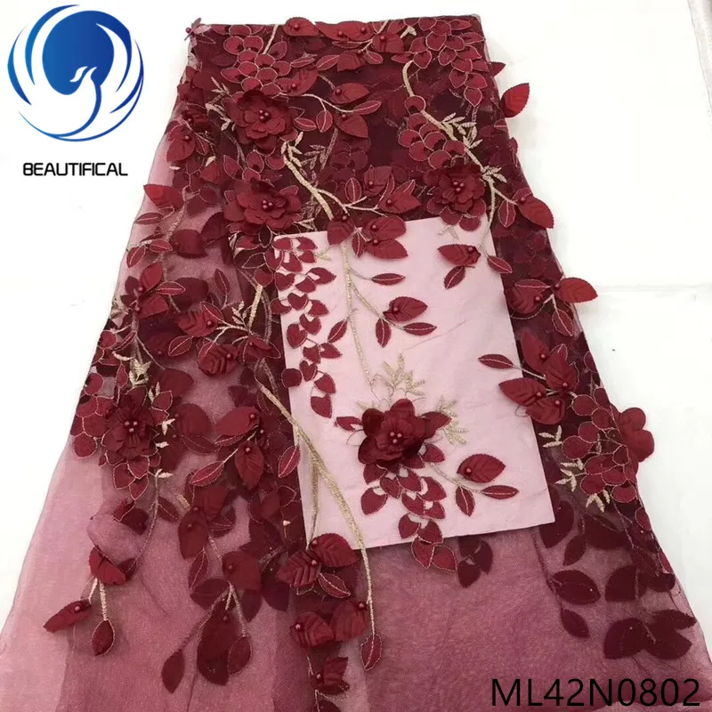 Красивая нигерийская кружевная ткань Новое поступление 3d аппликация тюль с