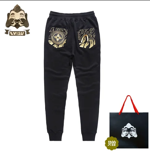Tide бренд Evisu модные трендовые мужские брюки хлопковые мужские и женские парные набивные спортивные штаны повседневные брюки теплые дышащие брюки