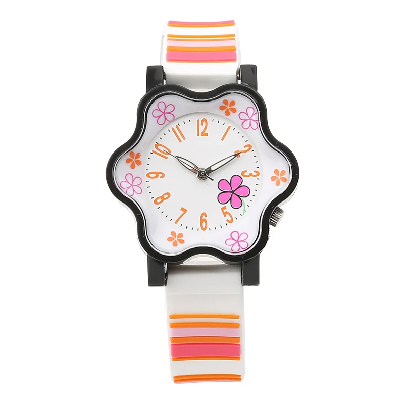 Новые брендовые модные водонепроницаемые детские кварцевые часы с цветком