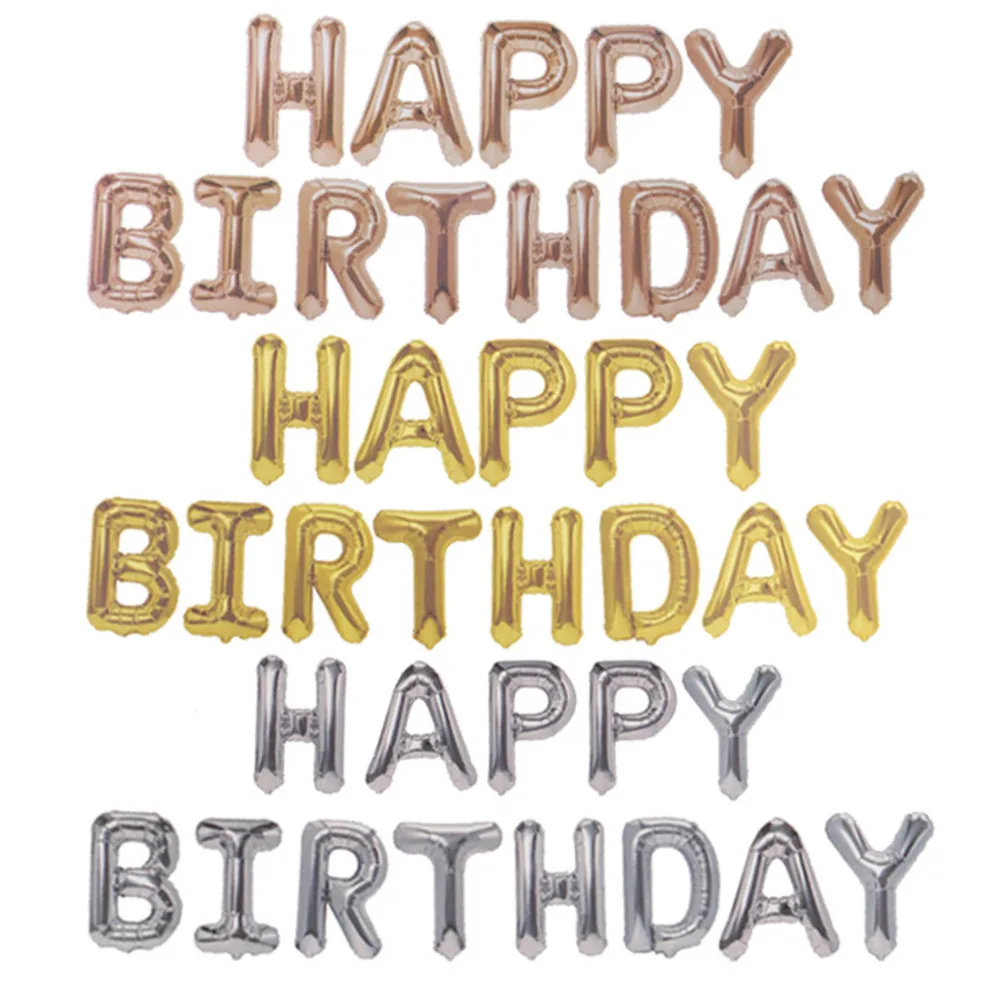 ZT Happy birthday party decorations kids letter 16 inch rose gold imitation beauty thin aluminum balloon JJ-QQ7* | Дом и сад