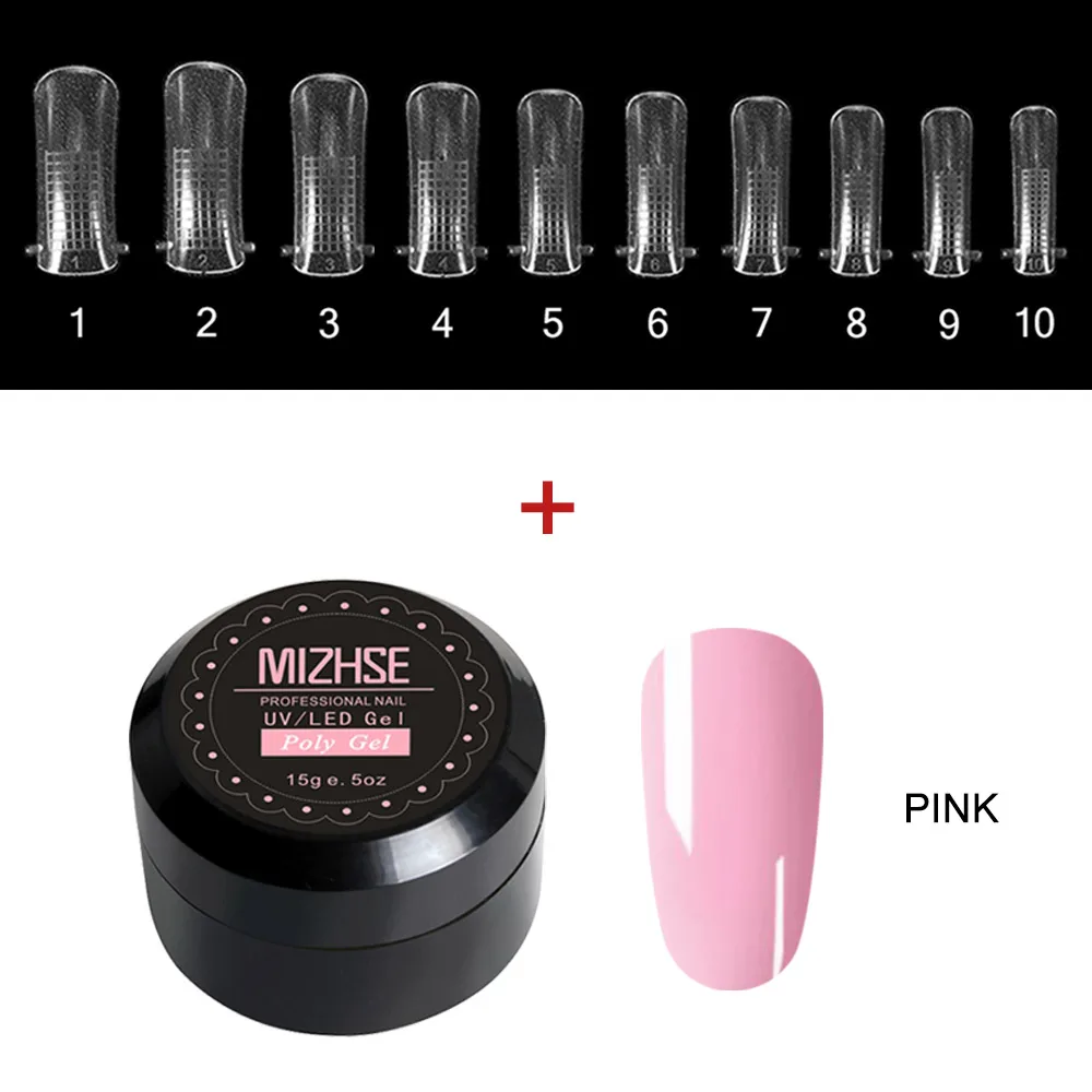 1 Pink 10pcs Model MIZHSE поли Гель-лак для ногтей для наращивания ногтей 15 мл дизайн ногтей УФ гибридные ногти маникюр Гель-лак для ногтей с моделью ногтей - Цвет: 1 Pink 10pcs Model