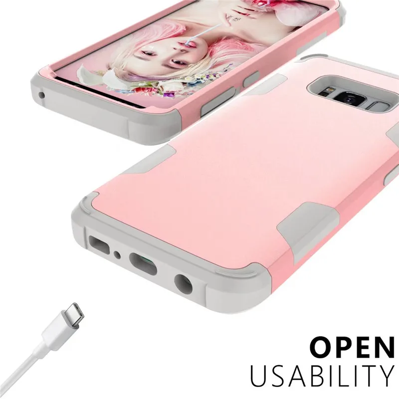 Pink Для samsung Galaxy S8 S9 S10 Plus S10E Note 8 Note9 чехол для телефона s, противоударный Гибридный армированный резиновый сверхпрочный чехол для всего тела - Цвет: Pink