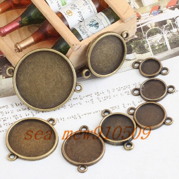 (50 шт./лот) подходит для 16 мм круглого пустого соединителя старинный Бронзовый