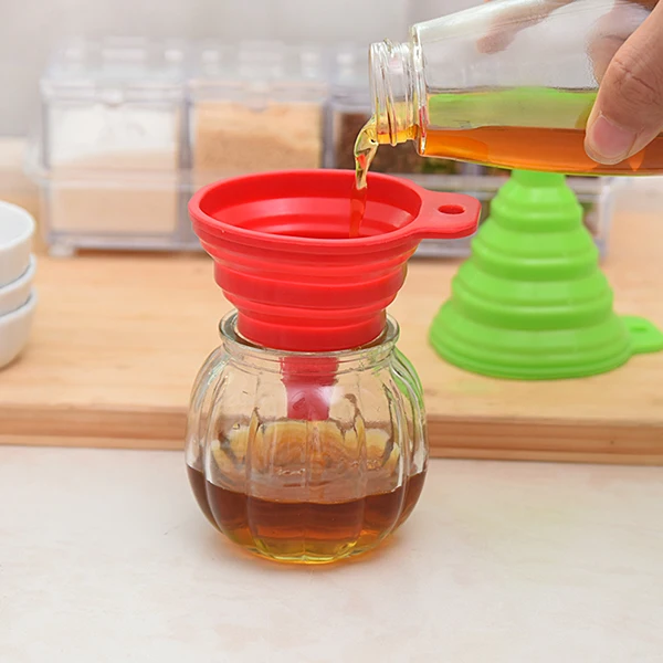 Складная телескопическая кухонная мини воронка из пищевого силикона|funnel