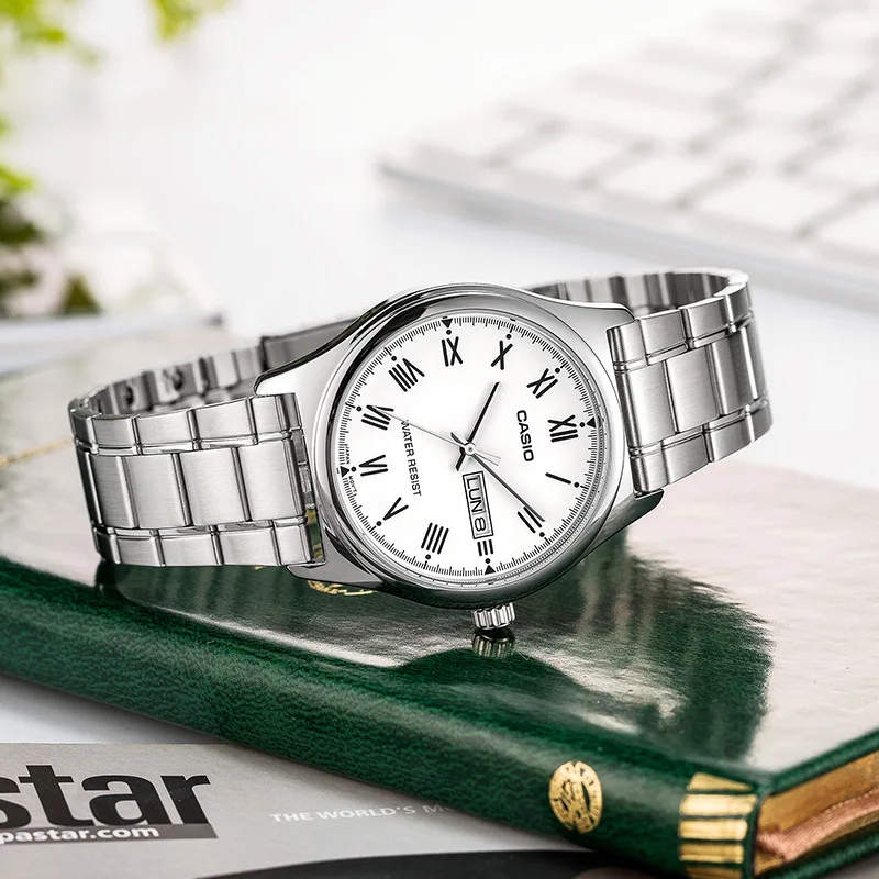 Casio Часы для мужчин Лидер продаж Мода и Бизнес Кварцевые золотые наручные часы MTP