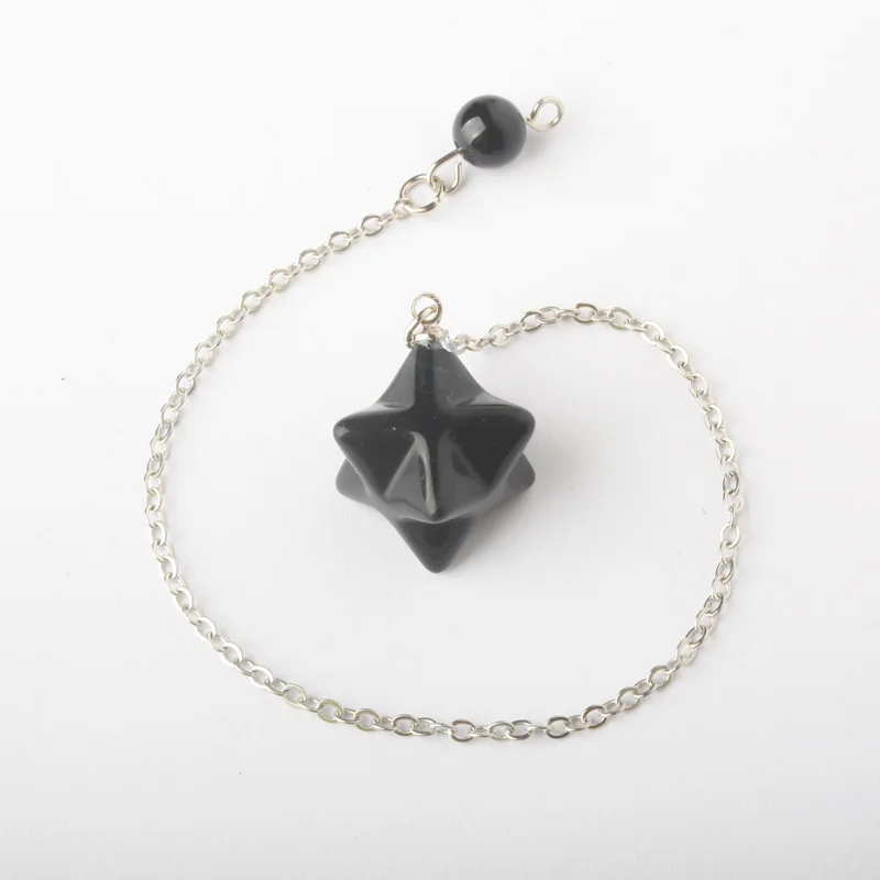 Новинка 16x16 мм опал Merkabah маятниковая подвеска с цепочкой 1 шт - Окраска металла: Black Onyx