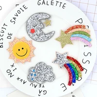 15pcslot sunmoonstar shape merry christmas padded applique crafts for children headwear hair clip accessorie