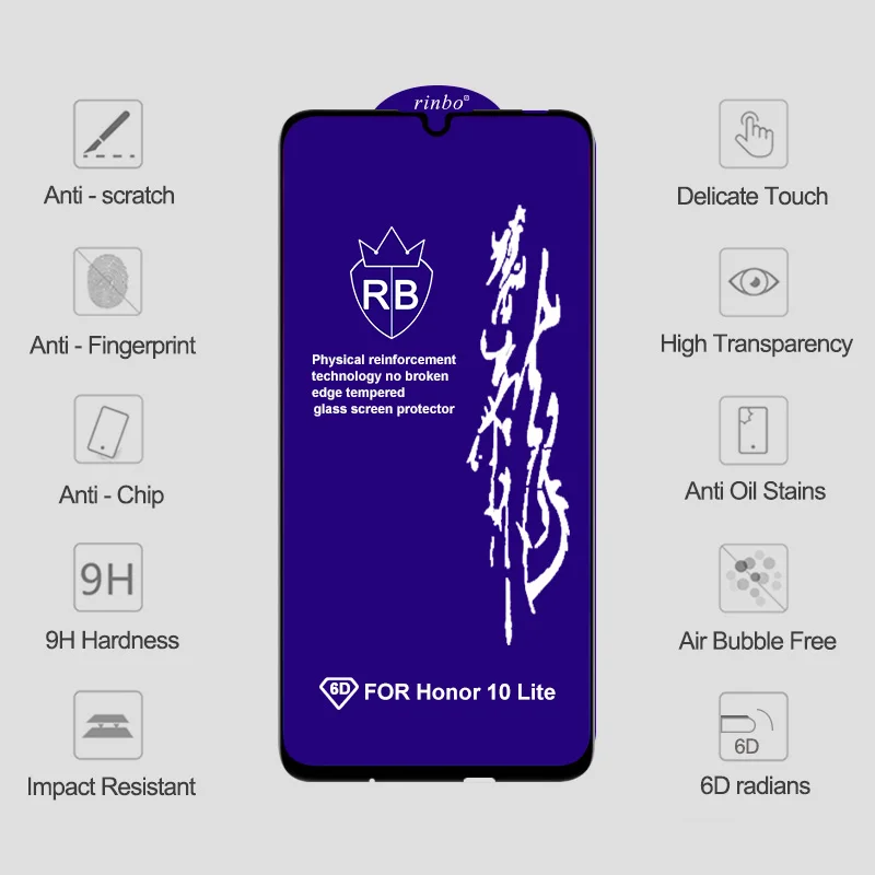 6D Защитное стекло для Huawei Honor 9X 9X Pro, защита экрана Honor V20, закаленное стекло для Huawei Honor 7X8X9X10 Lite