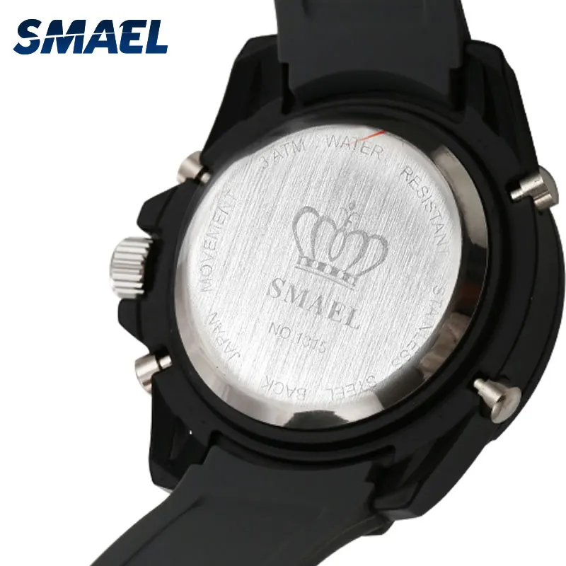 Спортивные часы SMAEL с большим циферблатом мужские водонепроницаемые модные