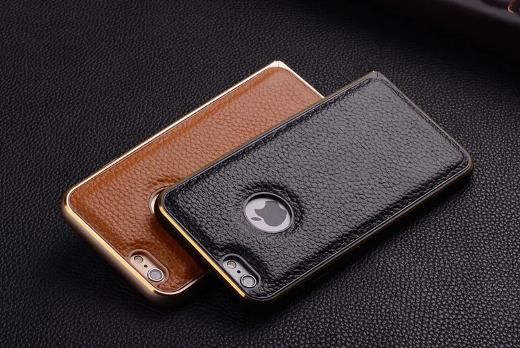 Hot Luxury Stylish Leather Back Aluminum Metal Case Super Thin Cover Skin For iPhone 6/6 Plus |