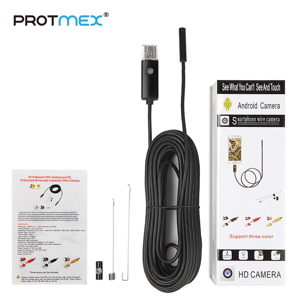 AN99 8 мм 6 LED ПК Android эндоскоп 2 м/5 м/10 м USB бороскоп Мобильный объектив для Andriod |