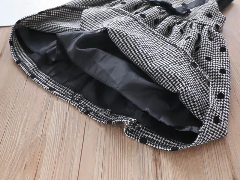 Прекрасный в клеточку для девочек горошек с бантом жилет одежда черный Цвет