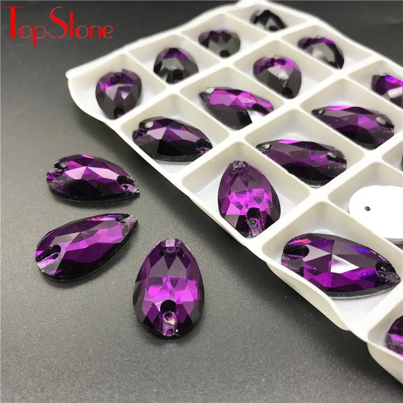 Drop Purple Velvet Sew Стразы плоские стеклянные кристаллы стразы слезы шитье хрустальных