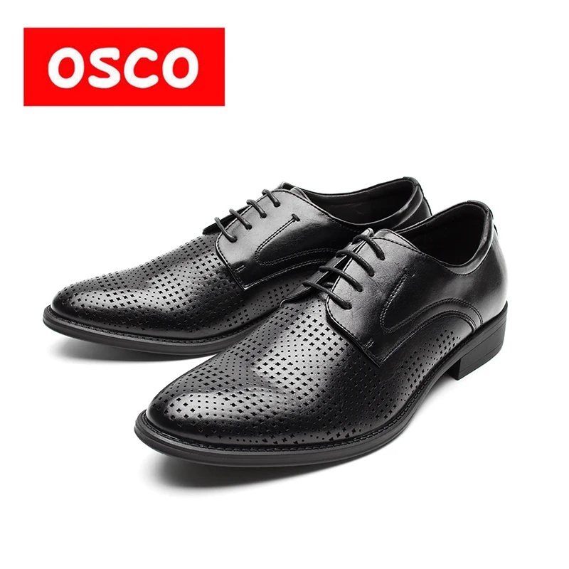 OSCO Formal Oxfords Lace Up Office Business Dress Men Shoes Summer Punch Breathable Hollow Leather British Casual Sandals | Обувь