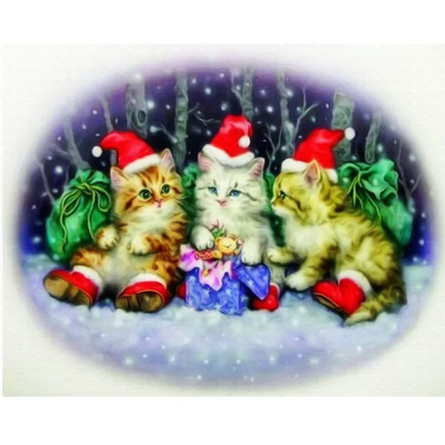 5D DIY Christmas Cat diamond painting cross stitc Full Square mosaic embroidery Home Decor | Дом и сад