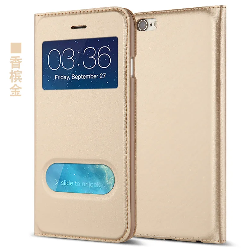 gold Кожаный чехол-книжка с открытым передним окошком для iphone X, XS, SE, 5S, чехол-кошелек для iphone 8, 7, 6, 6S Plus, чехол для телефона - Цвет: gold